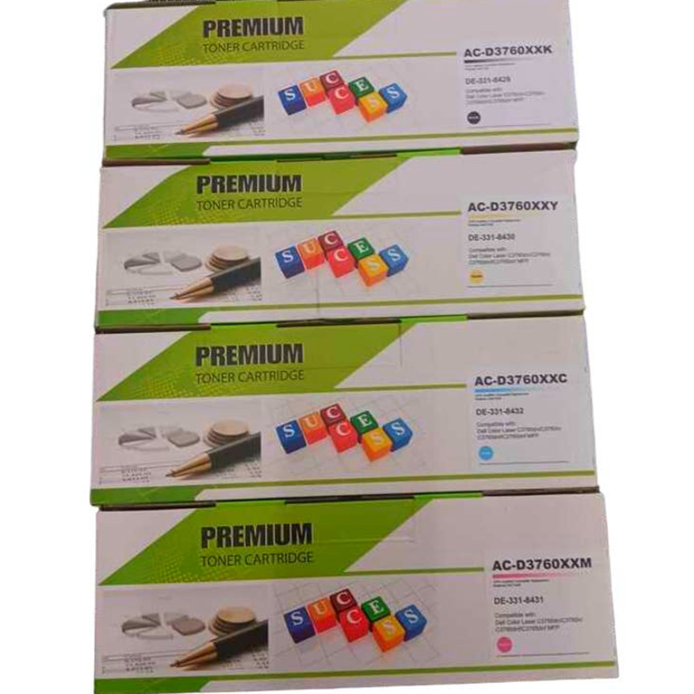 Replacement Dell C3760 C3765 C3760dn C3760n C3765dnf Toner Cartridge Set (4-PK)